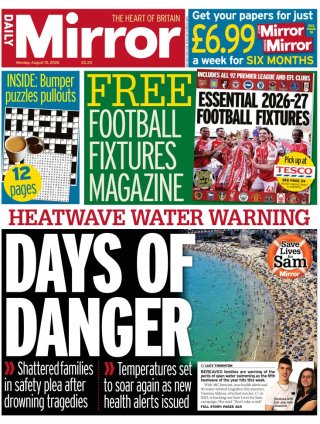 Daily Mirror frontpage thumbnail