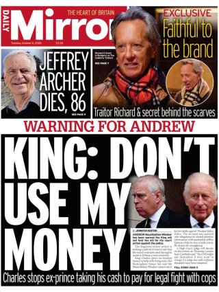 Daily Mirror frontpage thumbnail