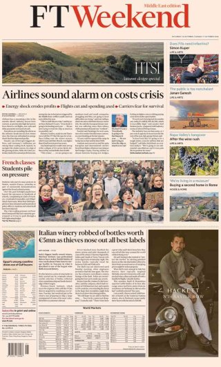 The Financial Times frontpage thumbnail