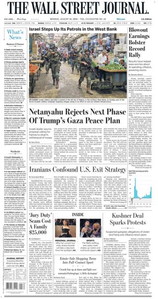 Wall Street Journal frontpage thumbnail
