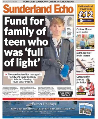 Sunderland Echo frontpage thumbnail