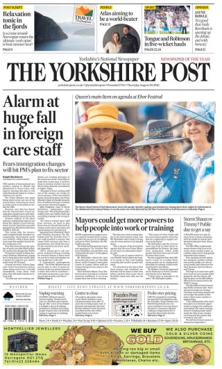 Yorkshire Post frontpage thumbnail