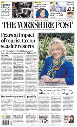 Yorkshire Post frontpage thumbnail
