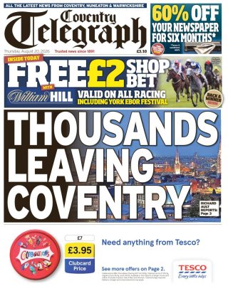 Coventry Telegraph frontpage thumbnail