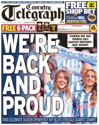 Coventry Telegraph frontpage thumbnail