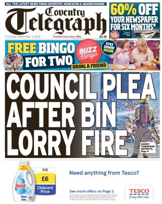 Coventry Telegraph frontpage thumbnail