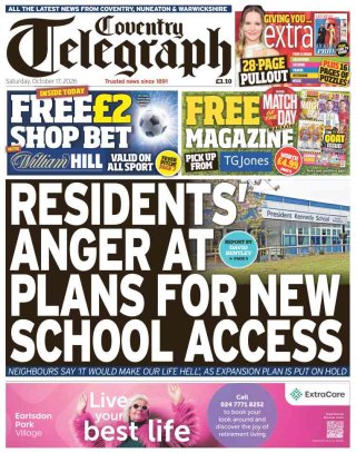 Coventry Telegraph frontpage thumbnail