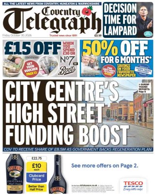 Coventry Telegraph frontpage thumbnail