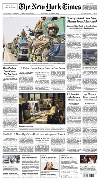 The New York Times frontpage thumbnail