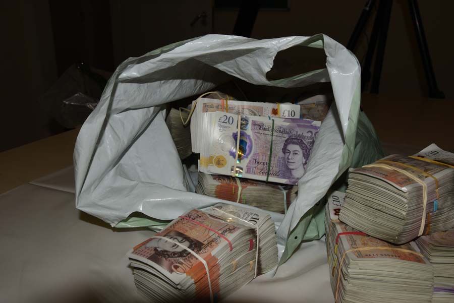Bag of seized cash
